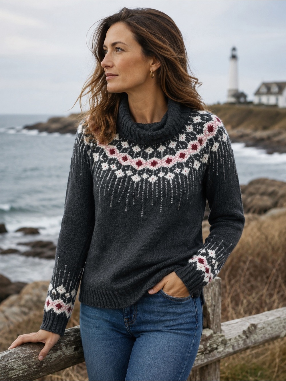Soft Surroundings Embroidered Beaded Icelandic Style Sweatshirt Size Womens XL